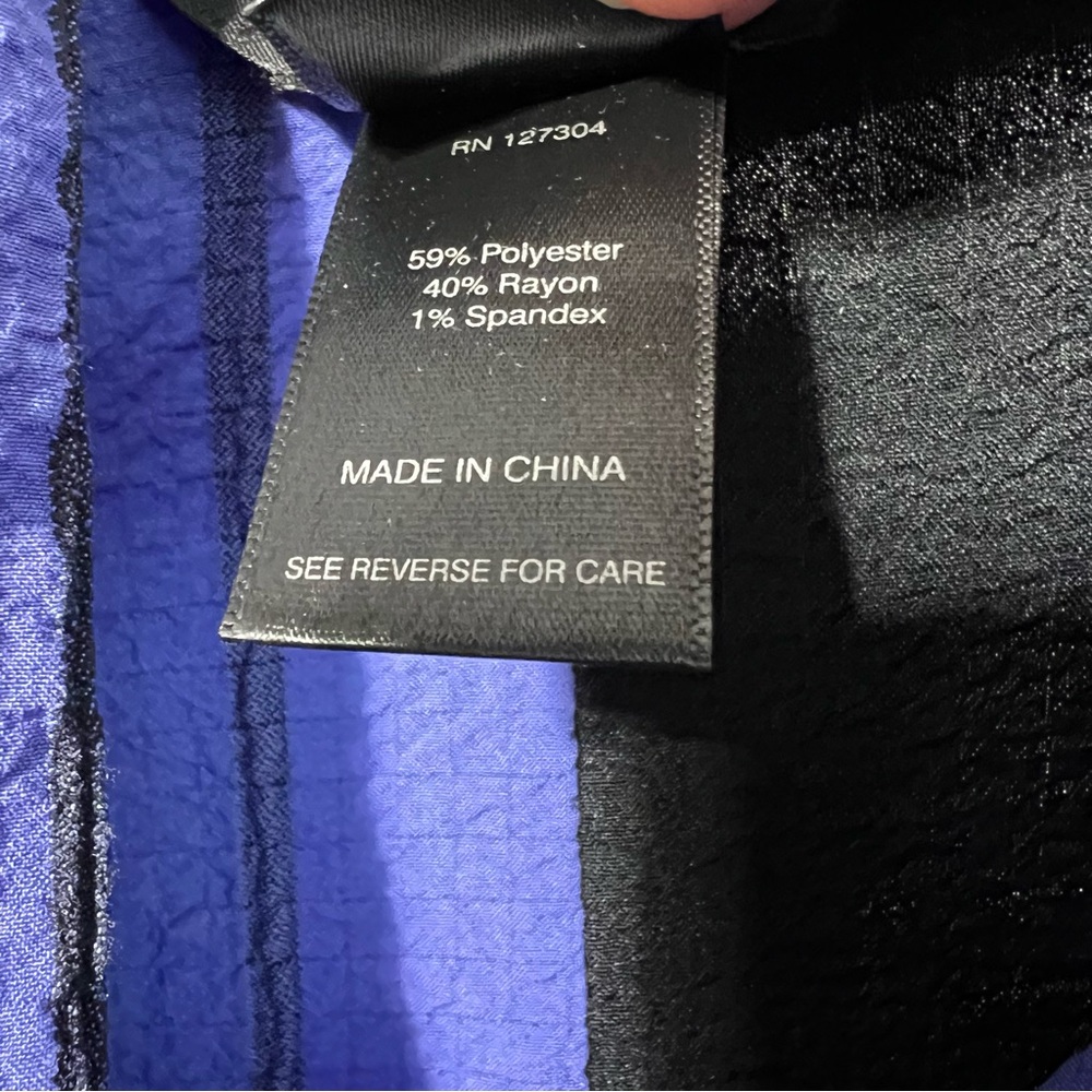 Ali Miles Asymmetrical Striped Tunic With Cowl Neck Black Violet 1X Art To Wear - Picture 10 of 10